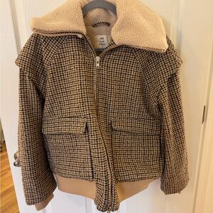We The Free Houndstooth Jacket with Sherpa Collar